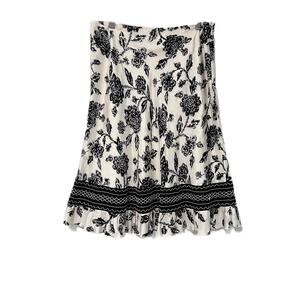 White House Black Market Women’s 100% Silk Floral A-line Skirt Sz 10 Embroidered